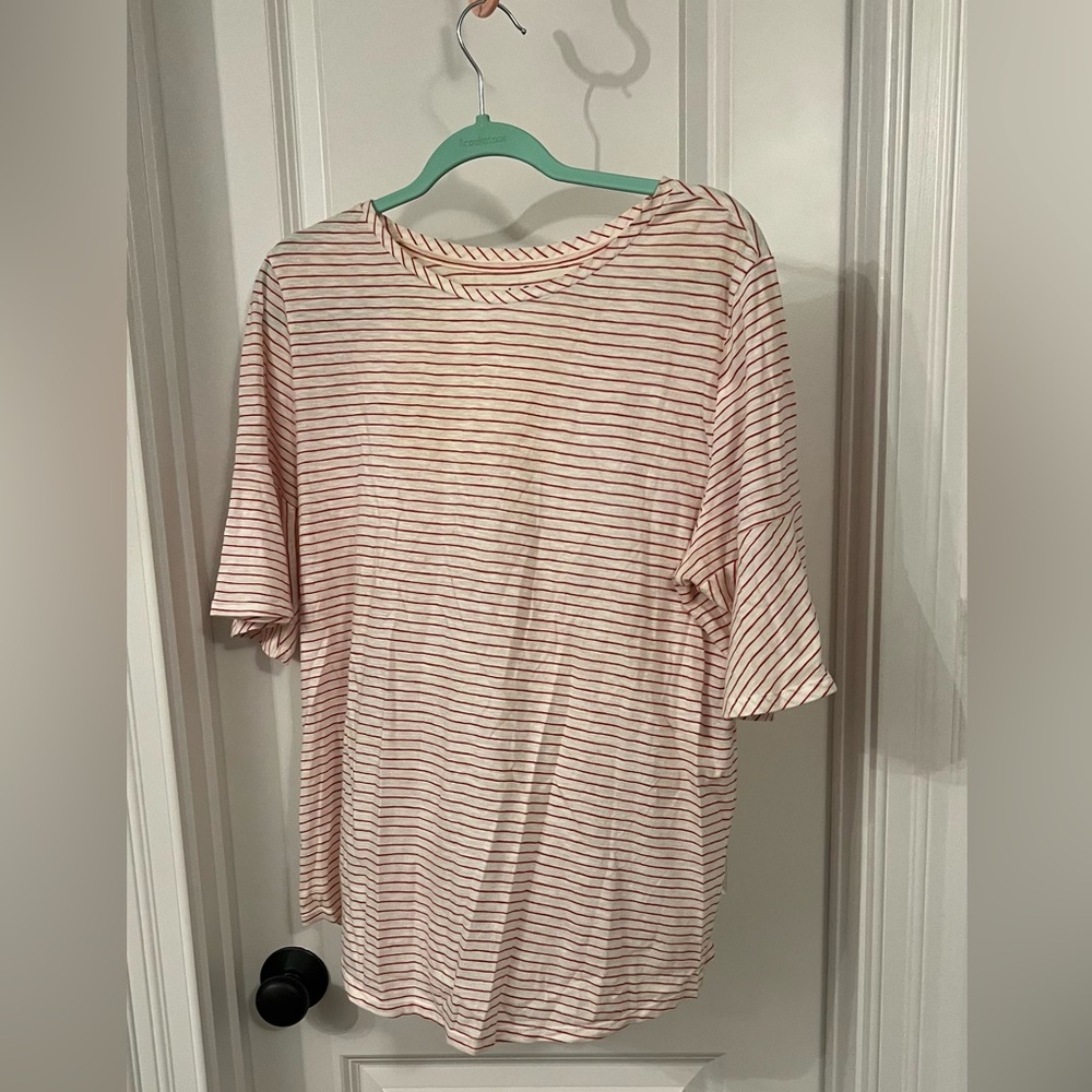 LOFT Red and White Striped Tee